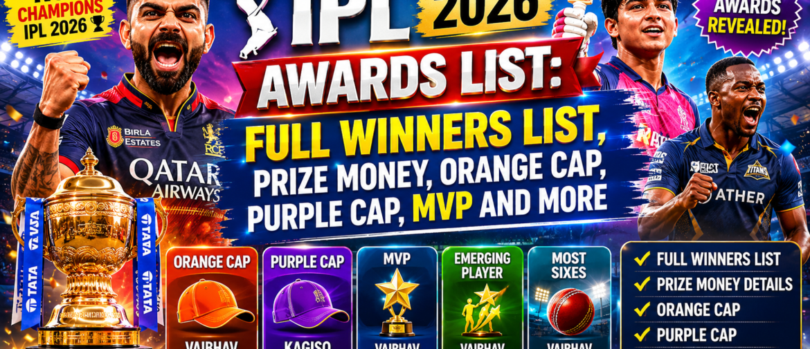 IPL 2026 Awards List: Full Winners List, Prize Money, Orange Cap, Purple Cap, MVP and More